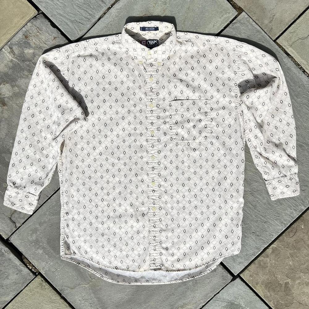 Vintage 90s Diamond Grid Pattern Button Down Shirt - image 1